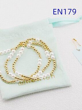 Enewton Gold Beaded White Pearl Bracelet Set